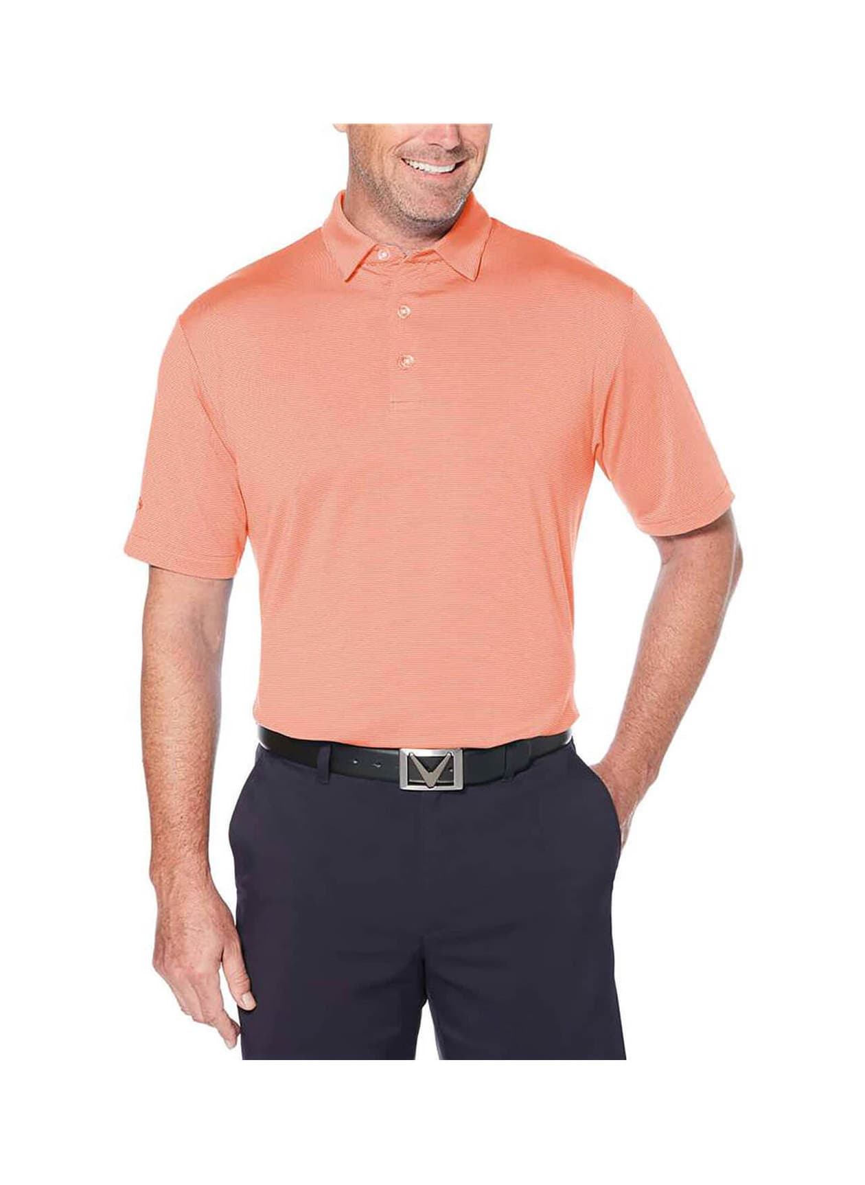 Callaway Golf Men's Fine Line Stripe Polo - Orange 3XL