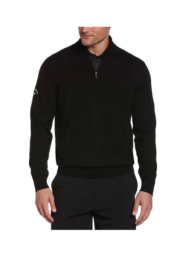 Callaway Golf Men's Quarter-Zip Merino Sweater - Black 3XL