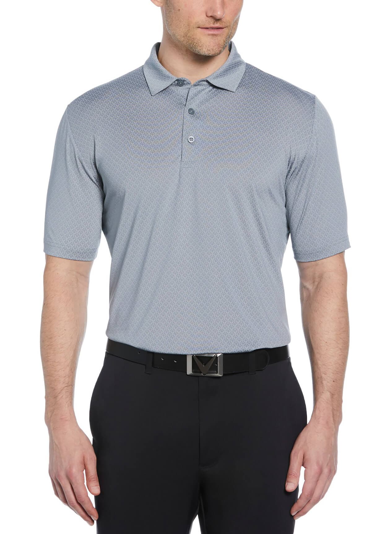 Callaway Golf Men's All-Over Stitched Chev Polo - Light Grey 3XL