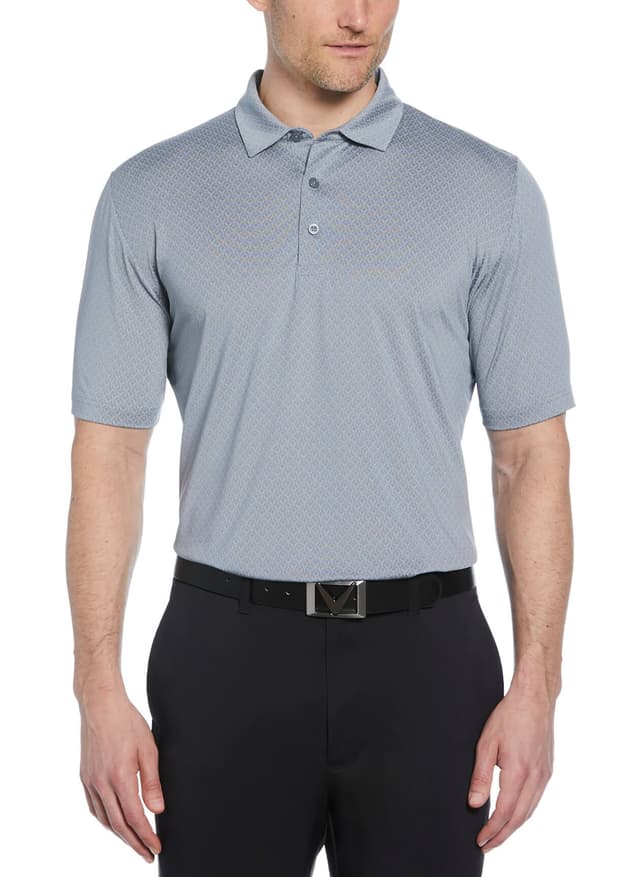 Callaway Golf Men's All-Over Stitched Chev Polo - Light Grey 3XL