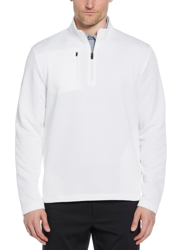 Callaway Golf Men's Mid-Weight Diamond Quilted Fleece Quarter-Zip - White 3XL
