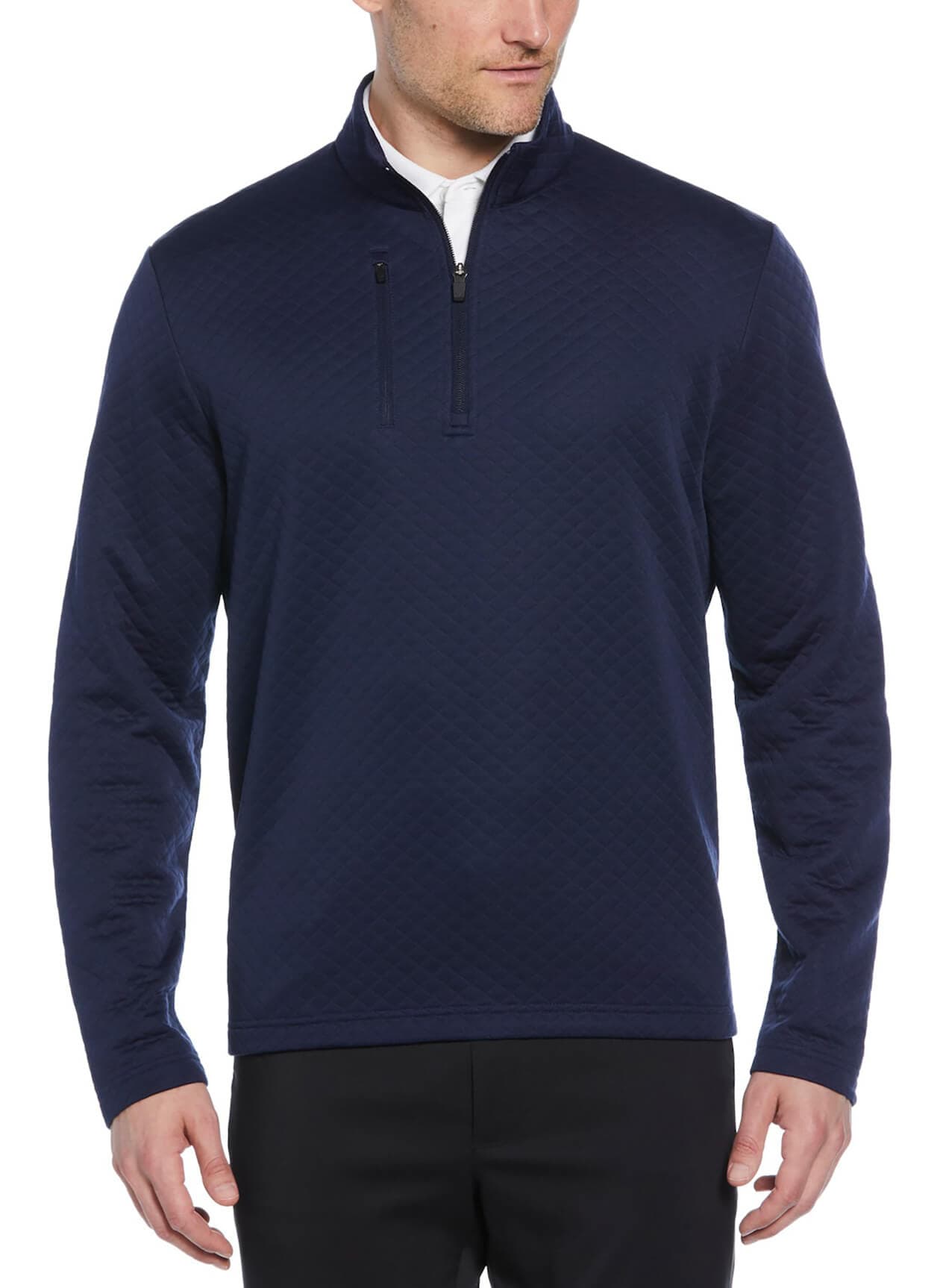Callaway Golf Men's Mid-Weight Diamond Quilted Fleece Quarter-Zip - Navy 3XL