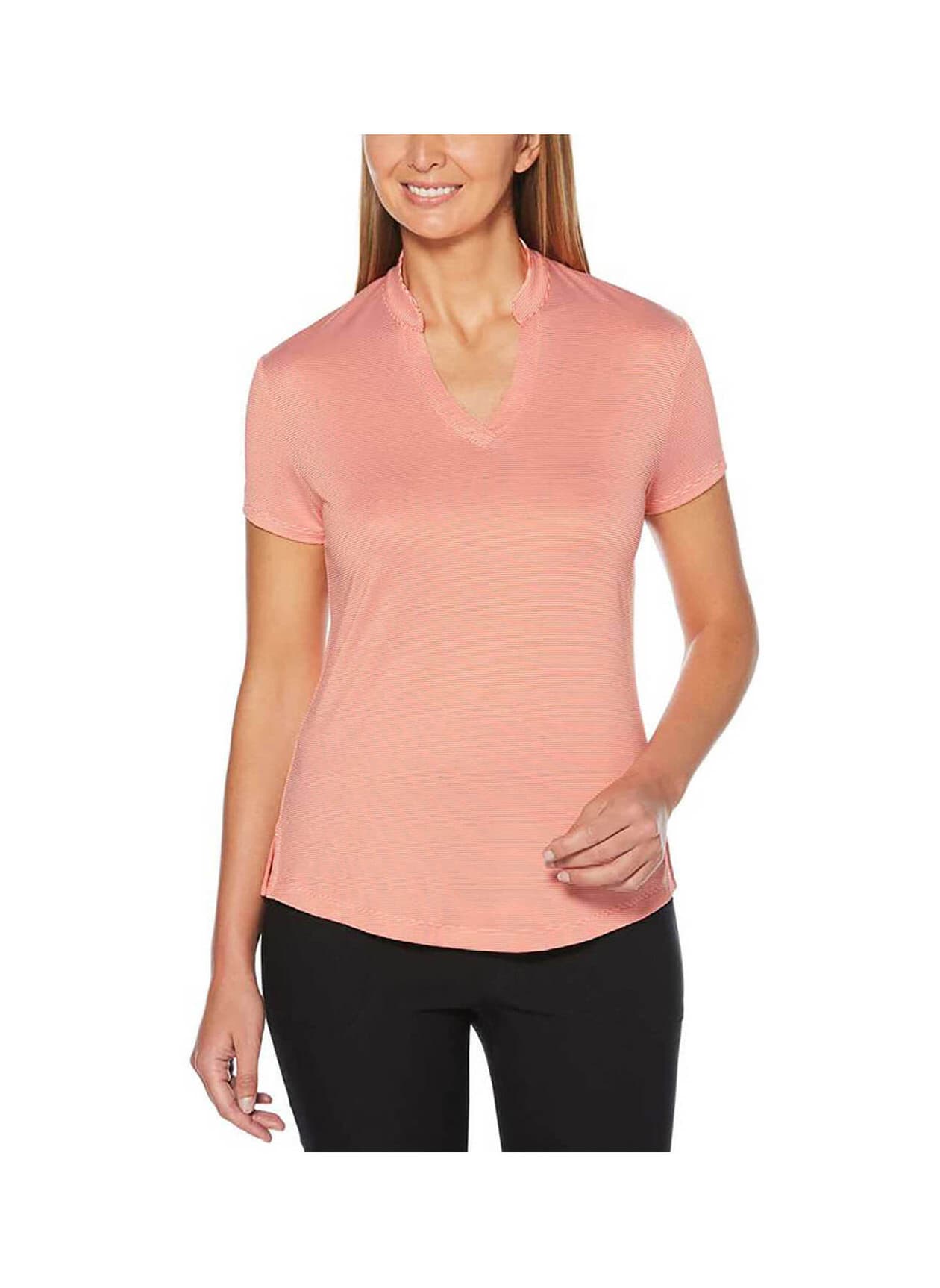 Callaway Golf Women's Fine Line Stripe Polo - Orange 3XL