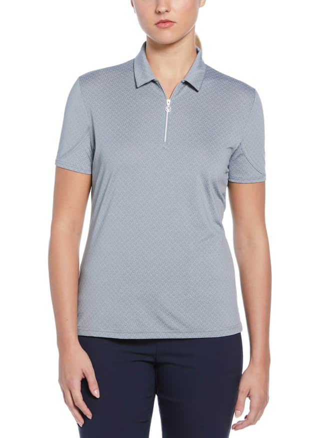 Callaway Golf Women's All-Over Stitched Chev Polo - Light Grey 3XL