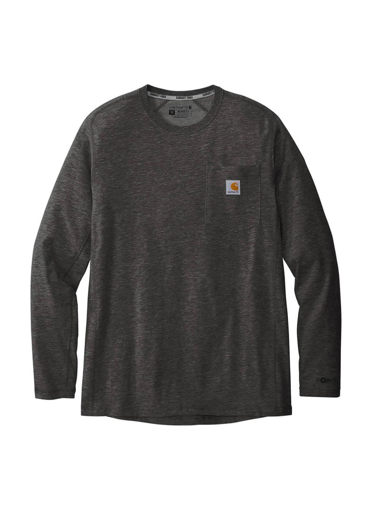 Carhartt Men's Force Long-Sleeve Pocket T-Shirt FA24 - Black,Light Grey 3XL