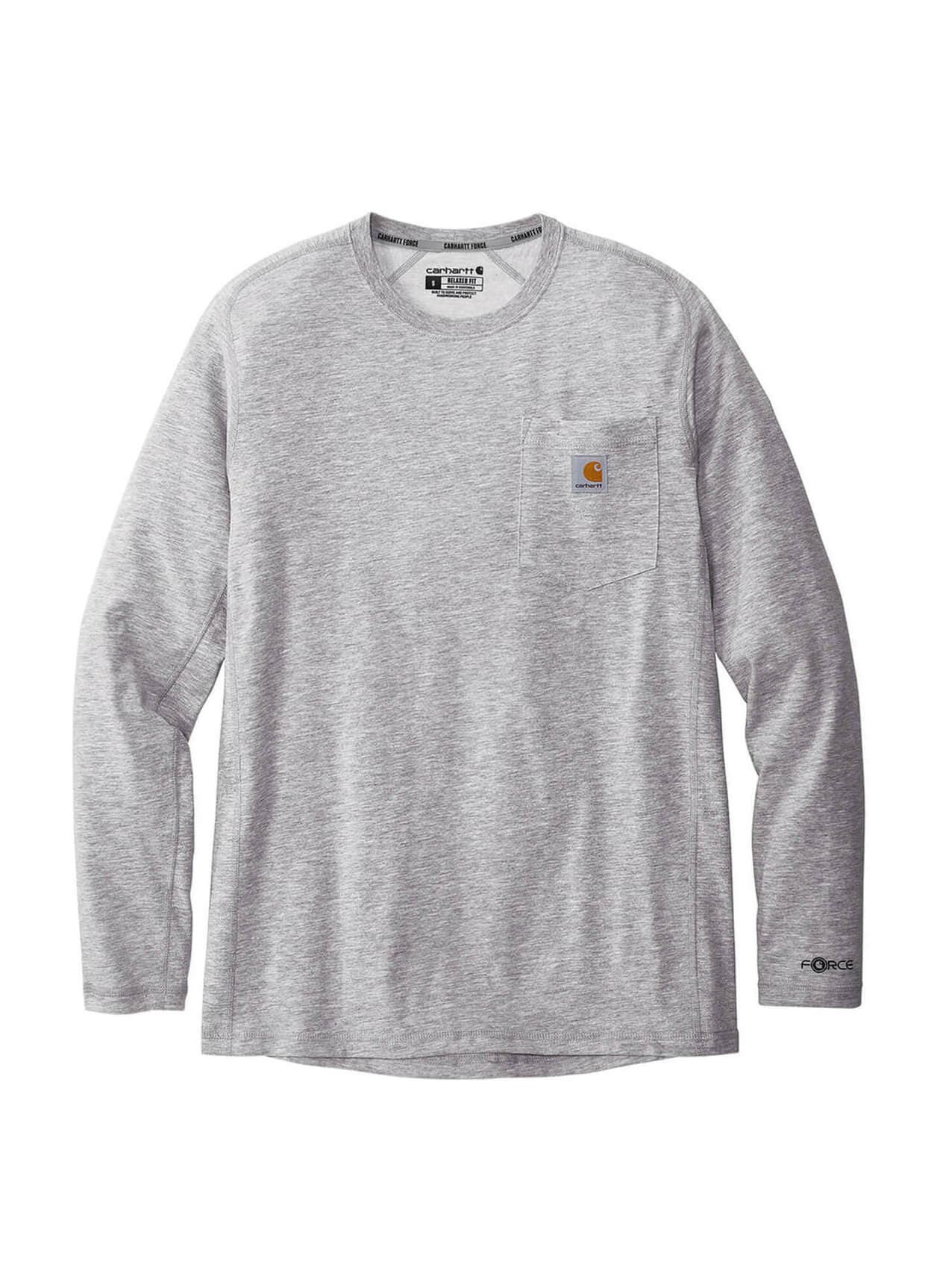 Carhartt Men's Force Long-Sleeve Pocket T-Shirt FA24 - Light Grey 3XL