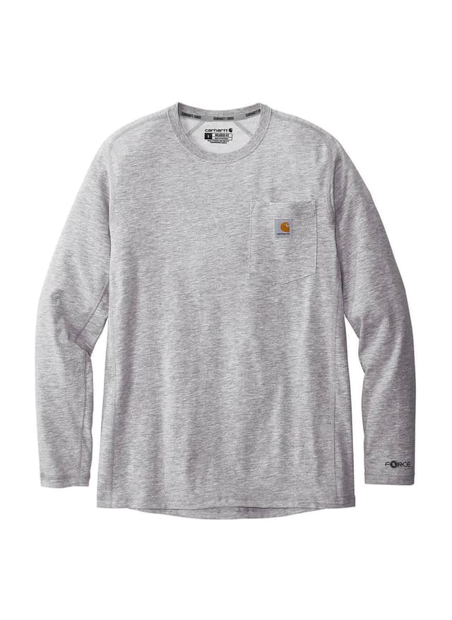 Carhartt Men's Force Long-Sleeve Pocket T-Shirt FA24 - Light Grey 3XL