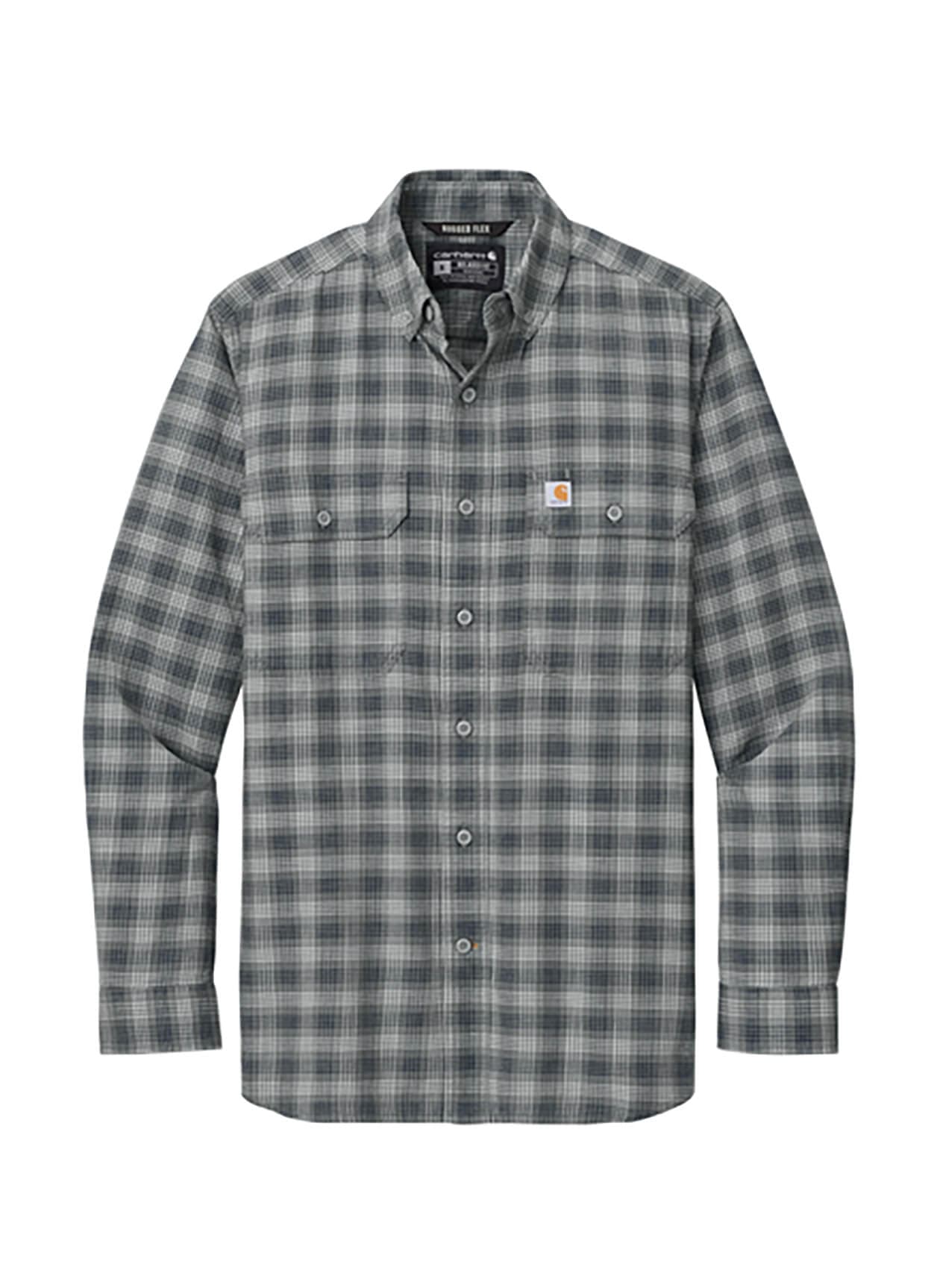 Carhartt Men's Rugged Flex Plaid Long Sleeve Shirt - Dark Grey 3XL