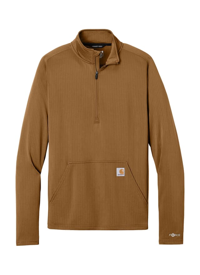 Carhartt Men's Force Grid Fleece Half-Zip - Brown 3XL