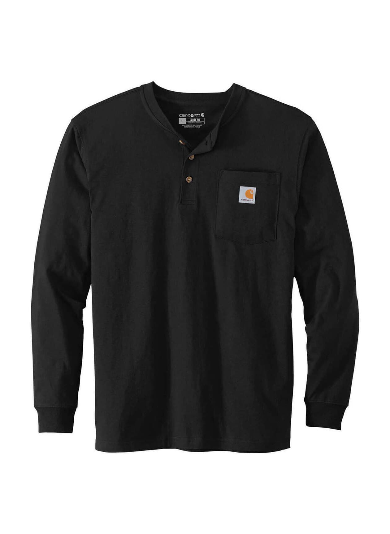 Carhartt Men's Long-Sleeve Henley T-Shirt - Black 3XL
