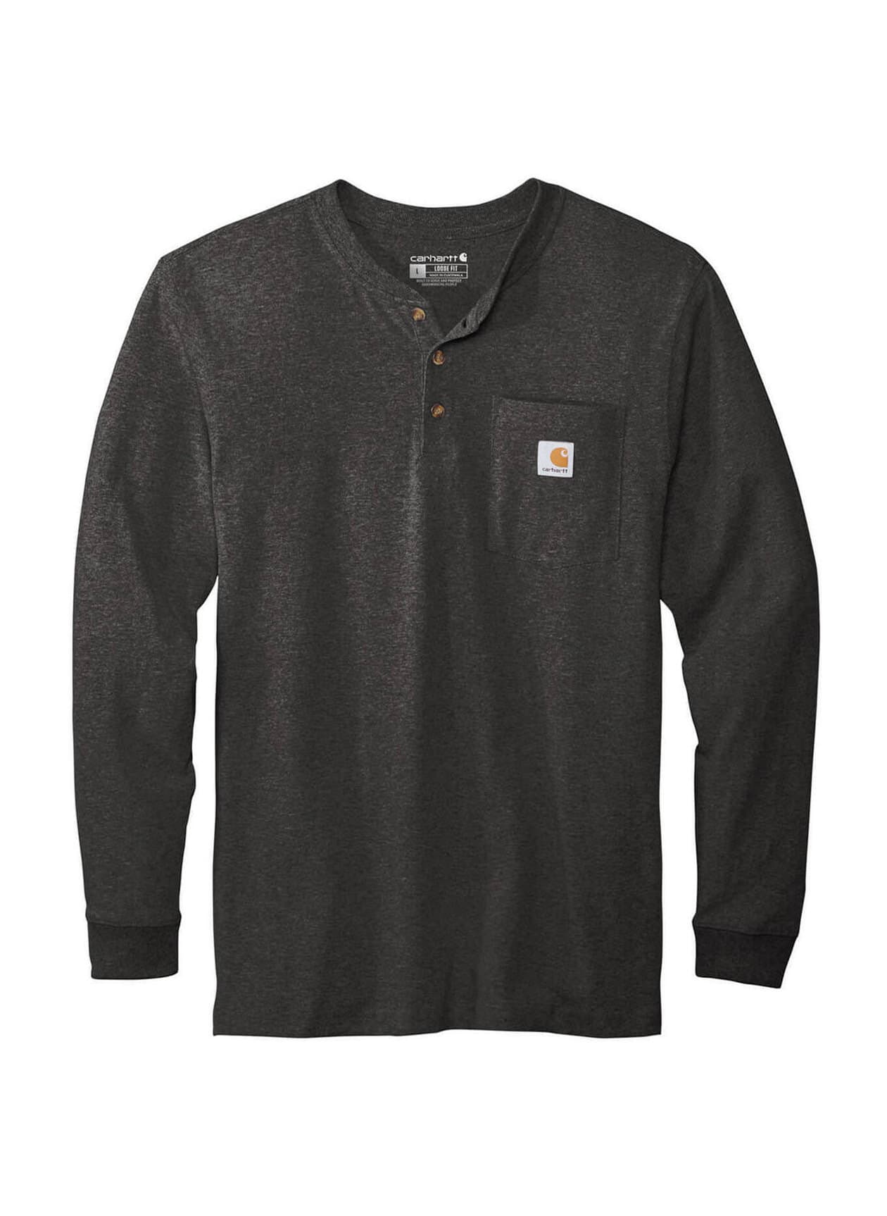 Carhartt Men's Long-Sleeve Henley T-Shirt - Dark Grey 3XL