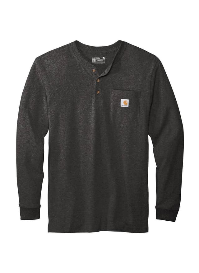 Carhartt Men's Long-Sleeve Henley T-Shirt - Dark Grey 3XL