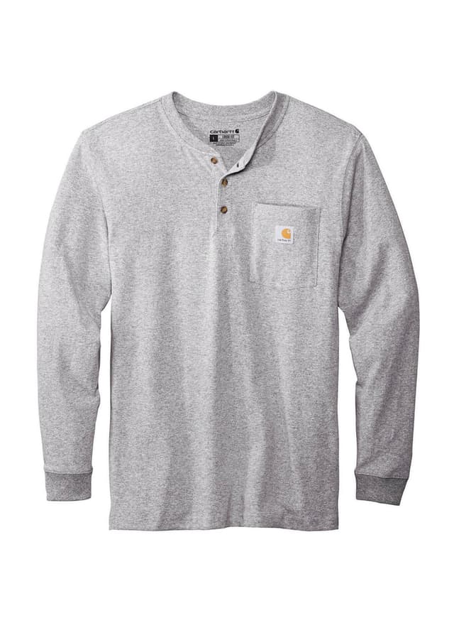 Carhartt Men's Long-Sleeve Henley T-Shirt - Light Grey 3XL