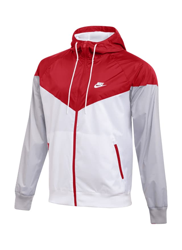 Nike Men's Windrunner Windbreaker - White,Red,Light Grey 3XL
