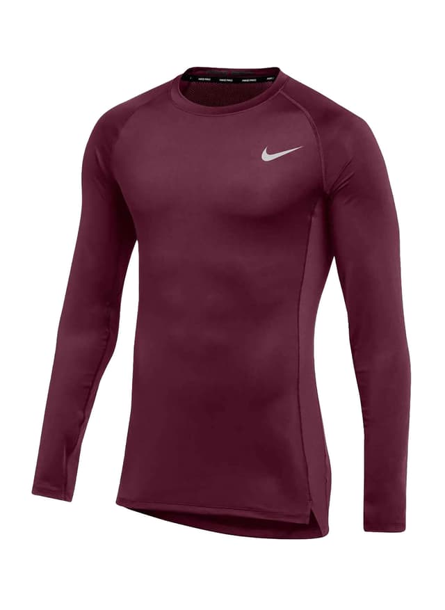 Nike Men's Pro Tight Long-Sleeve T-Shirt - Deep Maroon / White 3XL