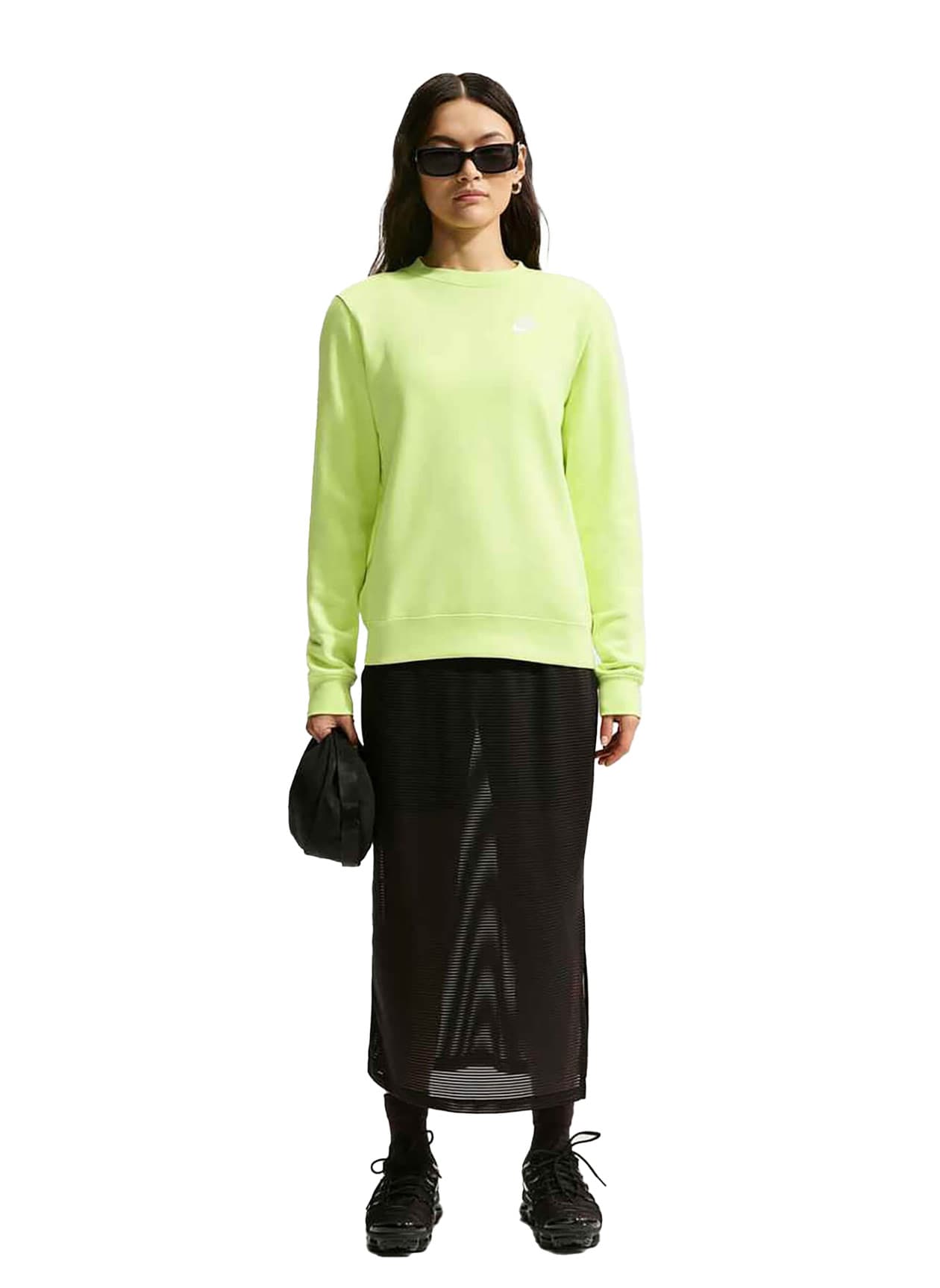 Nike Women's Sportswear Club Fleece Crewneck - Yellow LG
