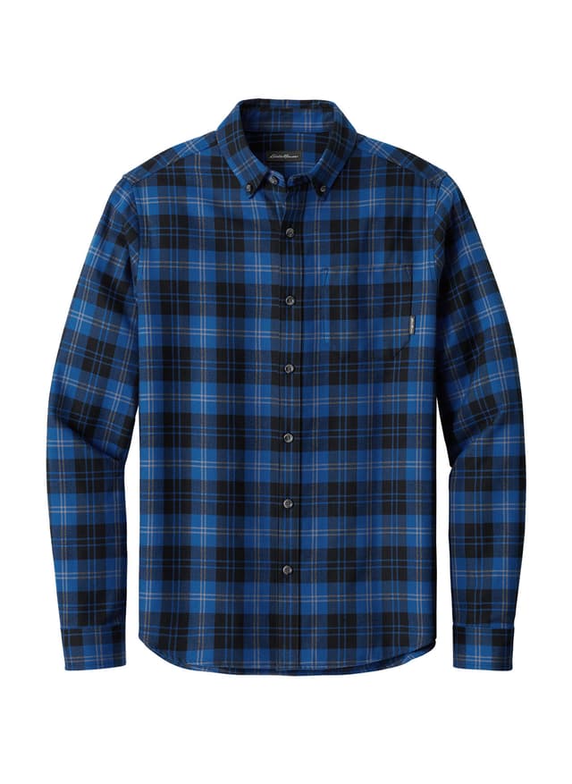 Eddie Bauer Men's Long Sleeve Favorite Flannel Plaid Shirt - Blue 3XL