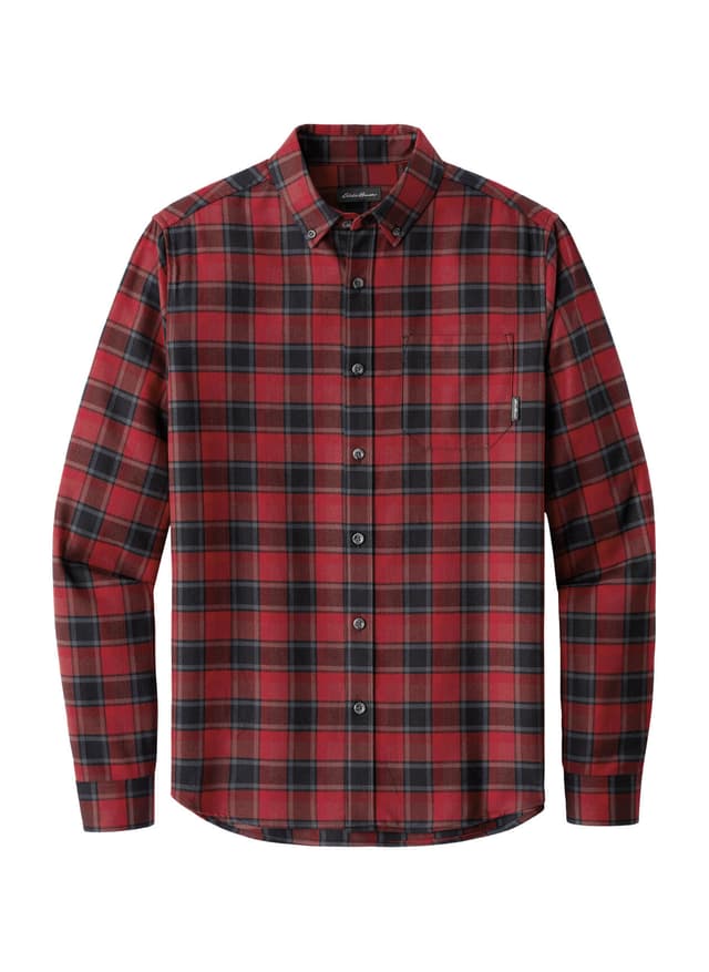 Eddie Bauer Men's Long Sleeve Favorite Flannel Plaid Shirt - Red 3XL