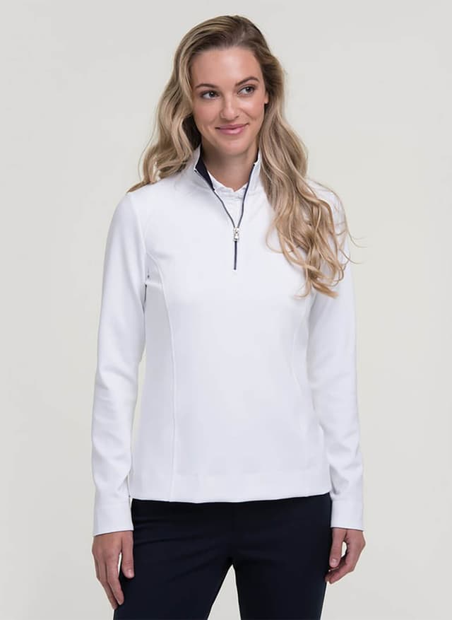 Fairway & Greene Women's Wells Quarter-Zip - White / Eclipse 3XL