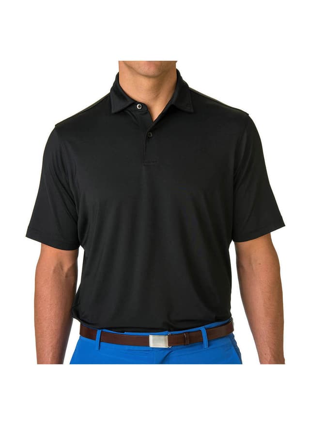 Fairway & Greene Men's Tournament Solid Tech Jersey Polo - Black 3XL
