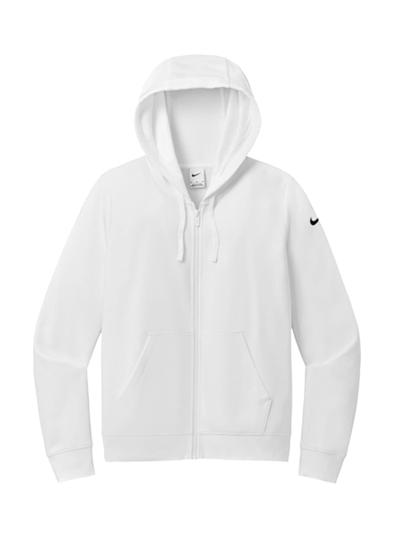 Nike Women's Club Fleece Full-Zip Hoodie - Black,White LG