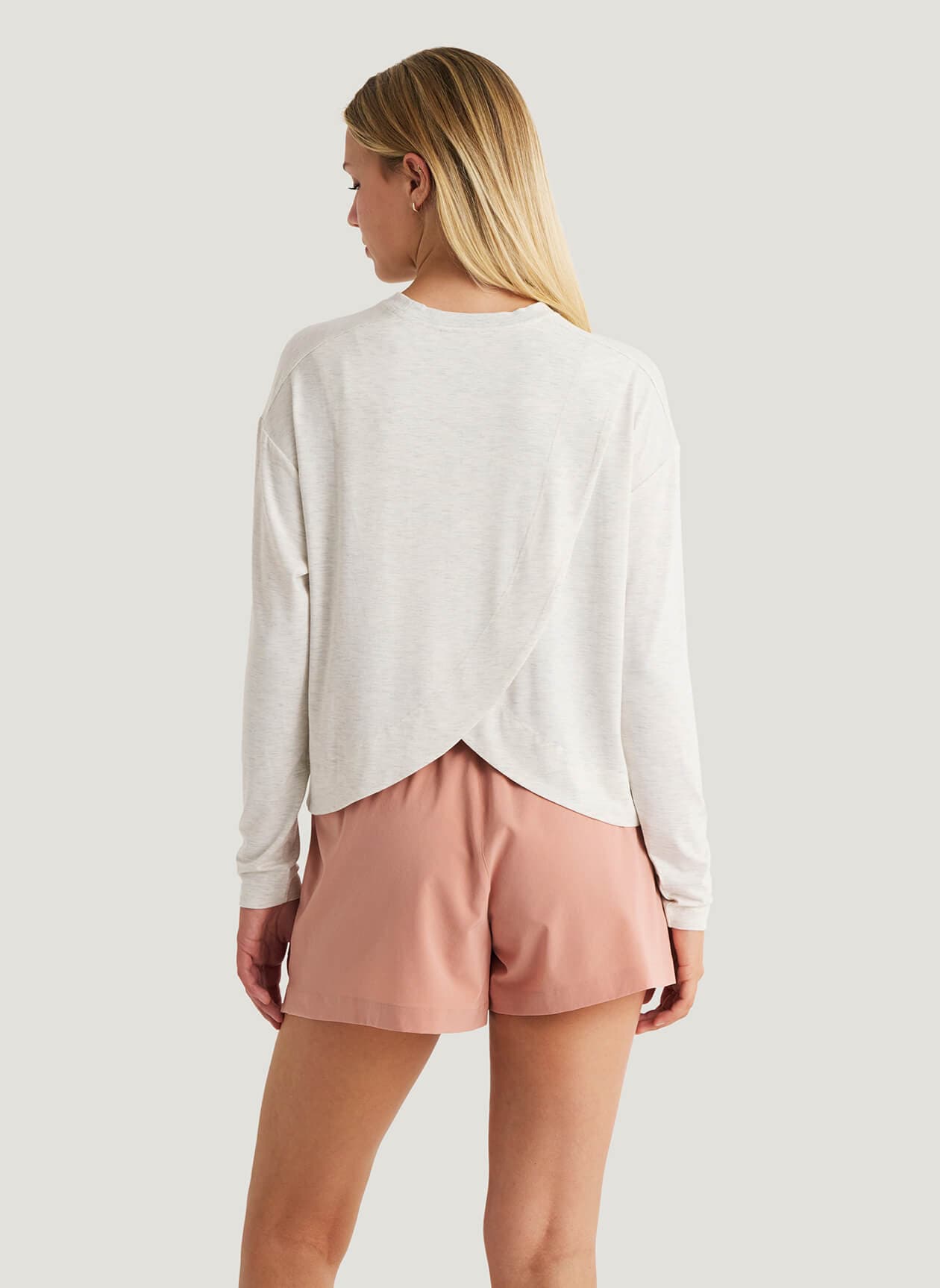 Free Fly Women's Bamboo Shade Crossover Long Sleeve - Off White Heather LG