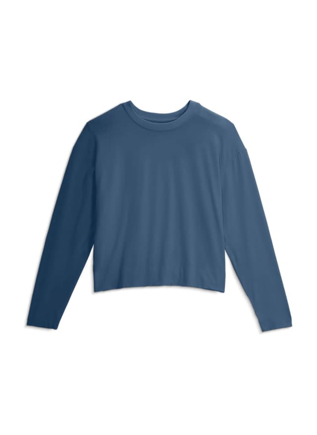 Free Fly Women's Bamboo Shade Crossover Long Sleeve - Pacific Blue (421) LG