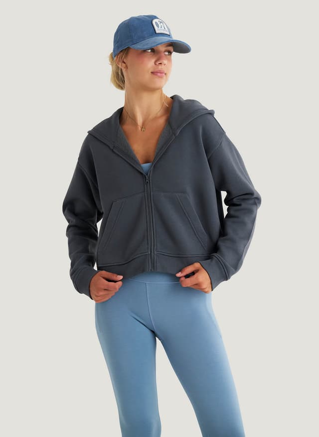 Free Fly Women's Bamboo Northcoast Fleece Full-Zip Hoodie - Dark Grey LG