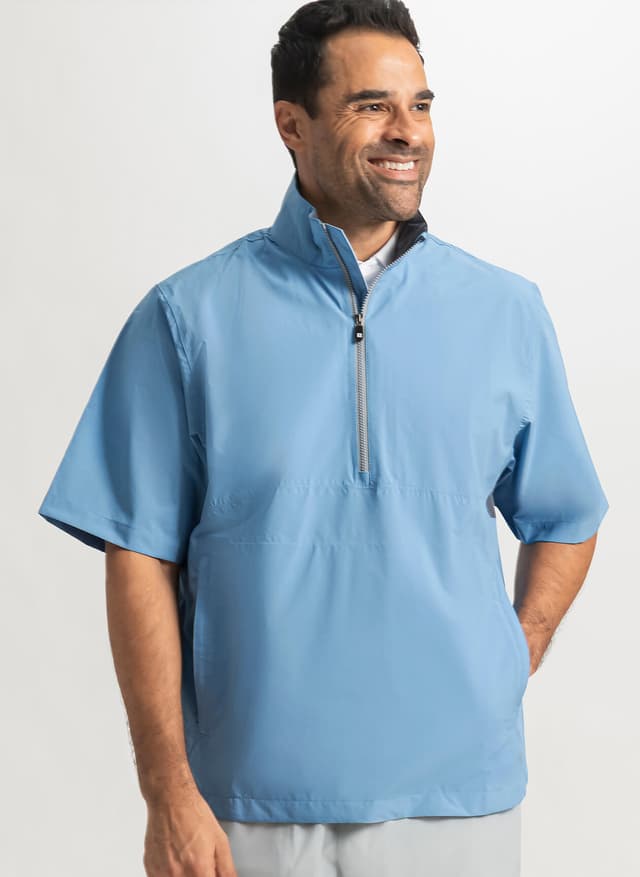 FootJoy Men's Hydrolite X Short-Sleeve Rain Jacket - Coastal Blue / Graphite 3XL
