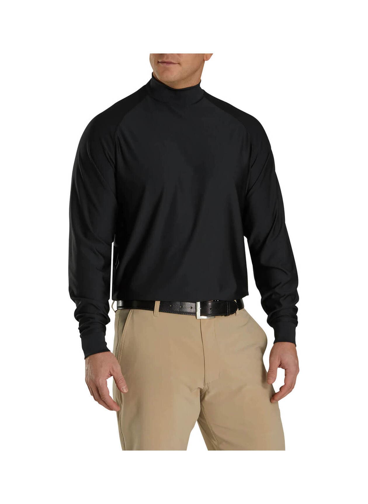 FootJoy Men's Long-Sleeve Mock T-Shirt - Black LG