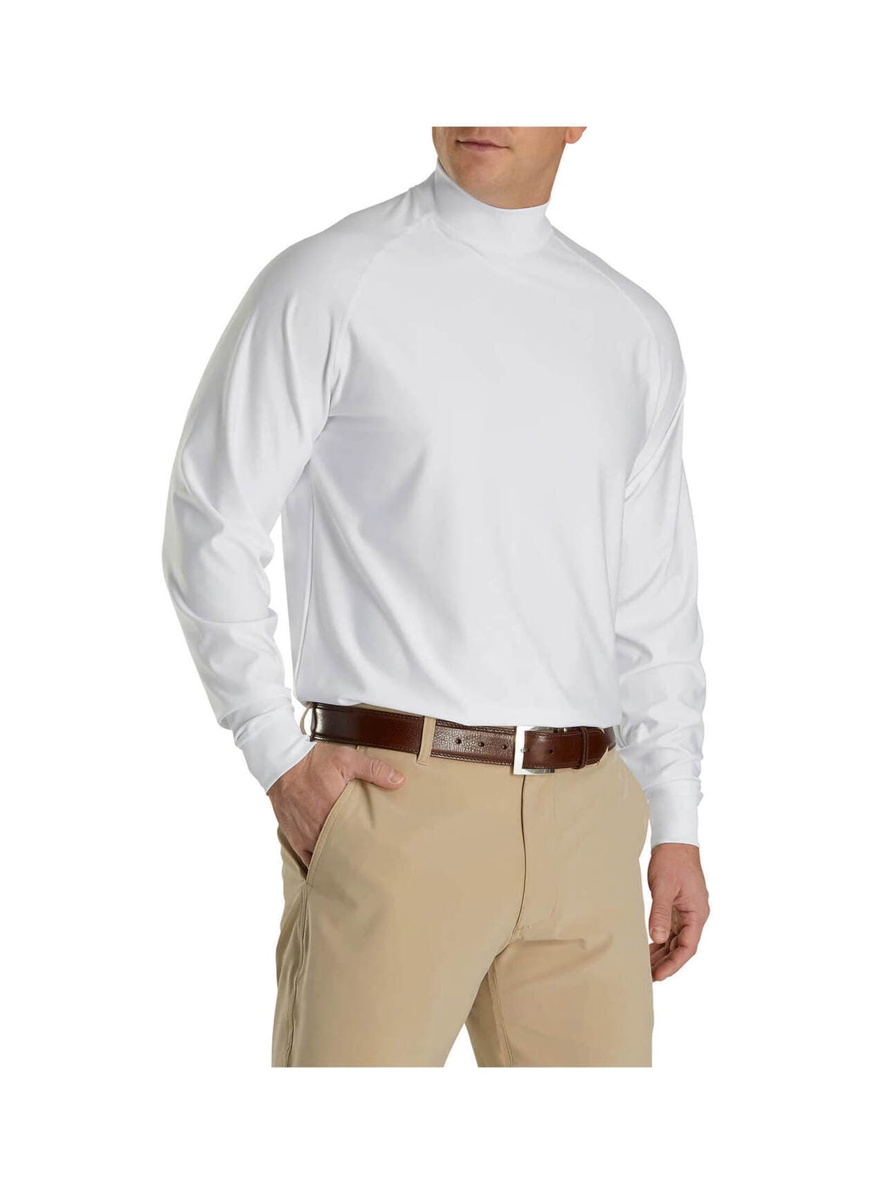 FootJoy Men's Long-Sleeve Mock T-Shirt - White LG