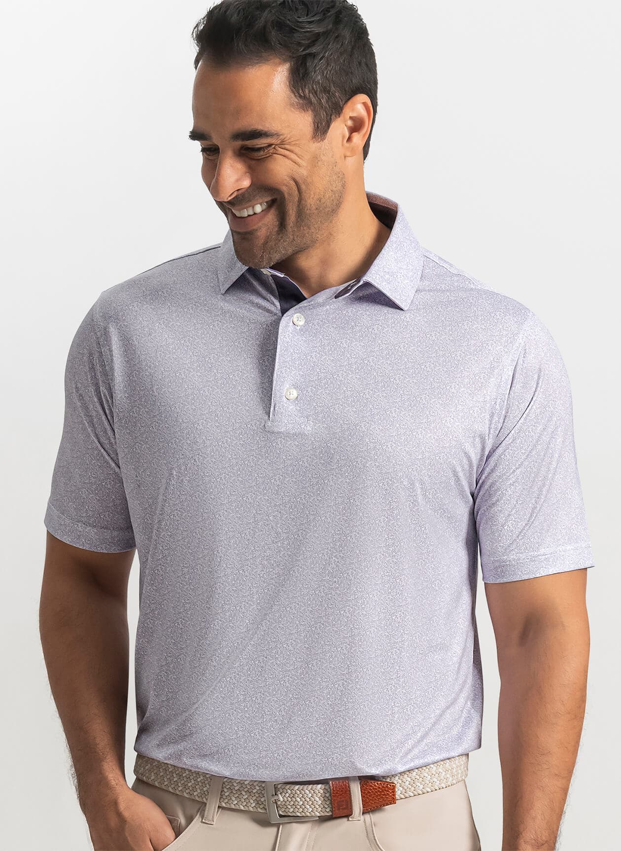 FootJoy Men's Speckle Print Polo - Dusty Violet / White 3XL