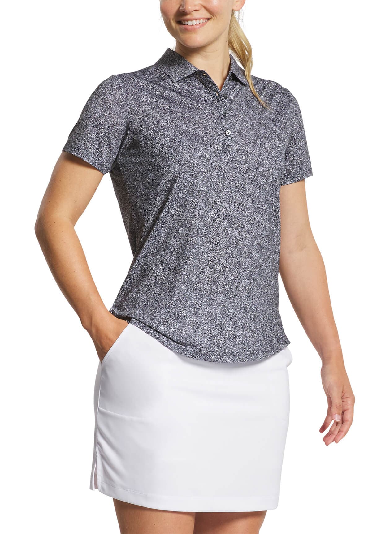 FootJoy Women's Speckle Print Polo - Black LG