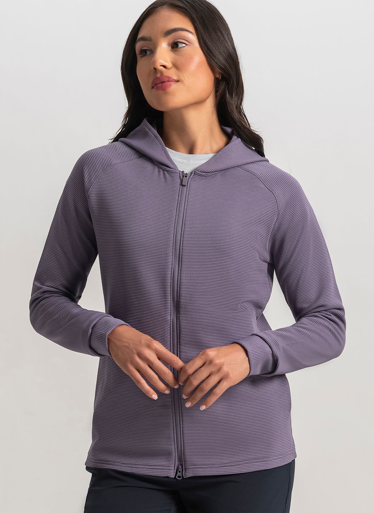 FootJoy Women's Full-Zip Ottoman Hoodie - Purple LG