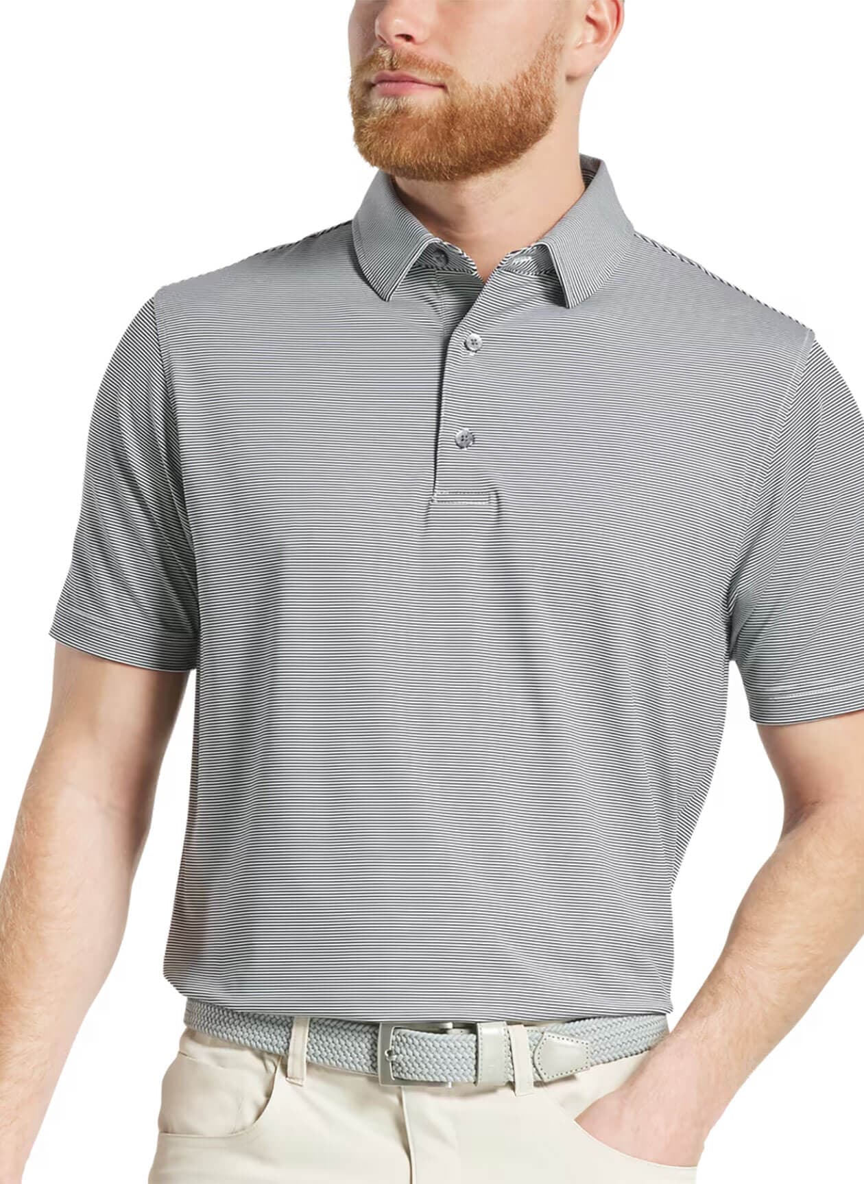 FootJoy Men's MicroFeeder Stripe Polo - Navy / White (30456) 3XL