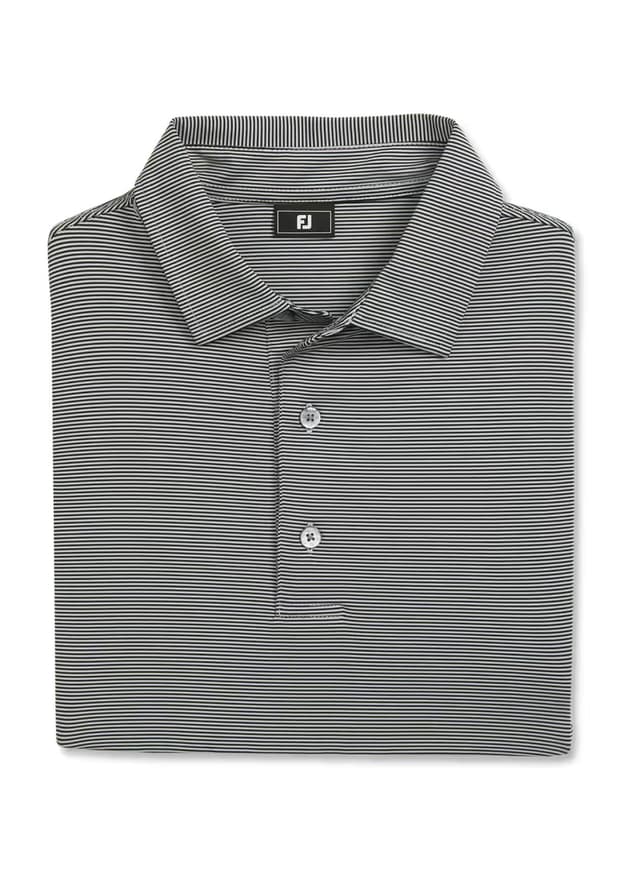 FootJoy Men's MicroFeeder Stripe Polo - Black 3XL