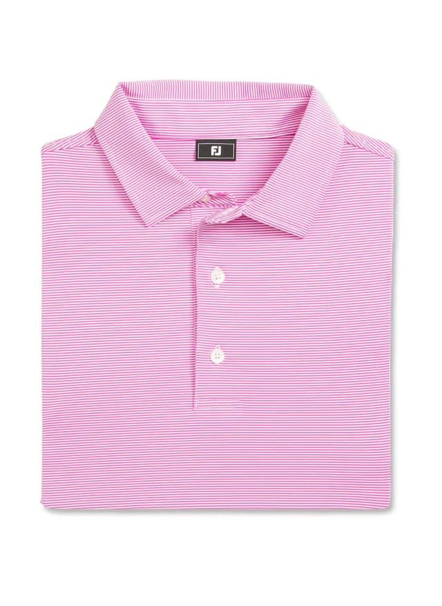 FootJoy Men's MicroFeeder Stripe Polo - Pink / White (30462) 3XL