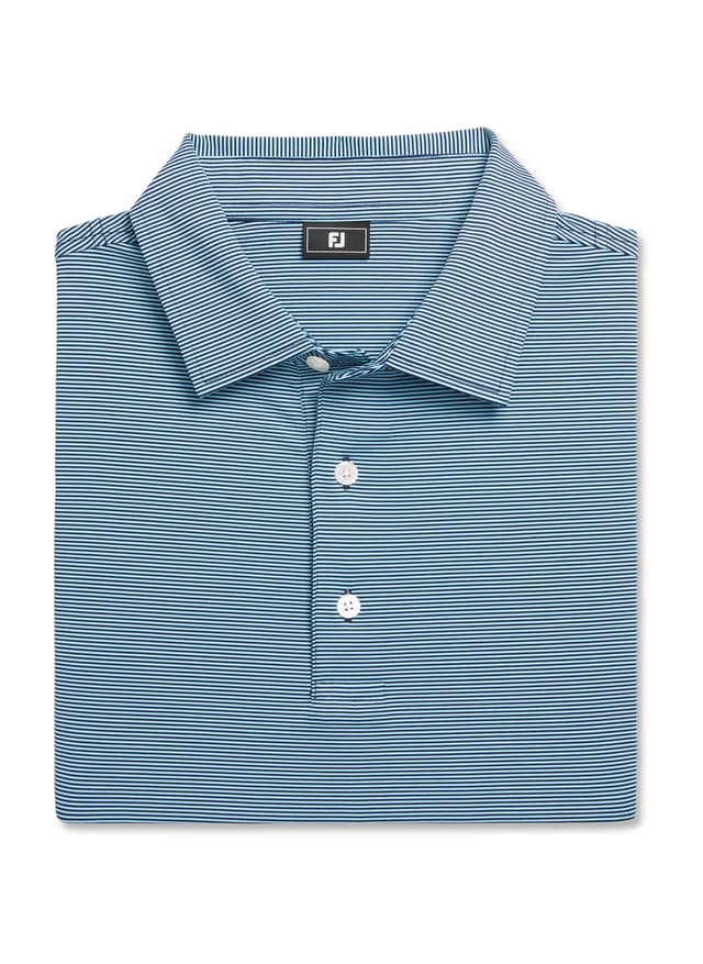 FootJoy Men's MicroFeeder Stripe Polo - Light Blue / Navy (33254) 3XL