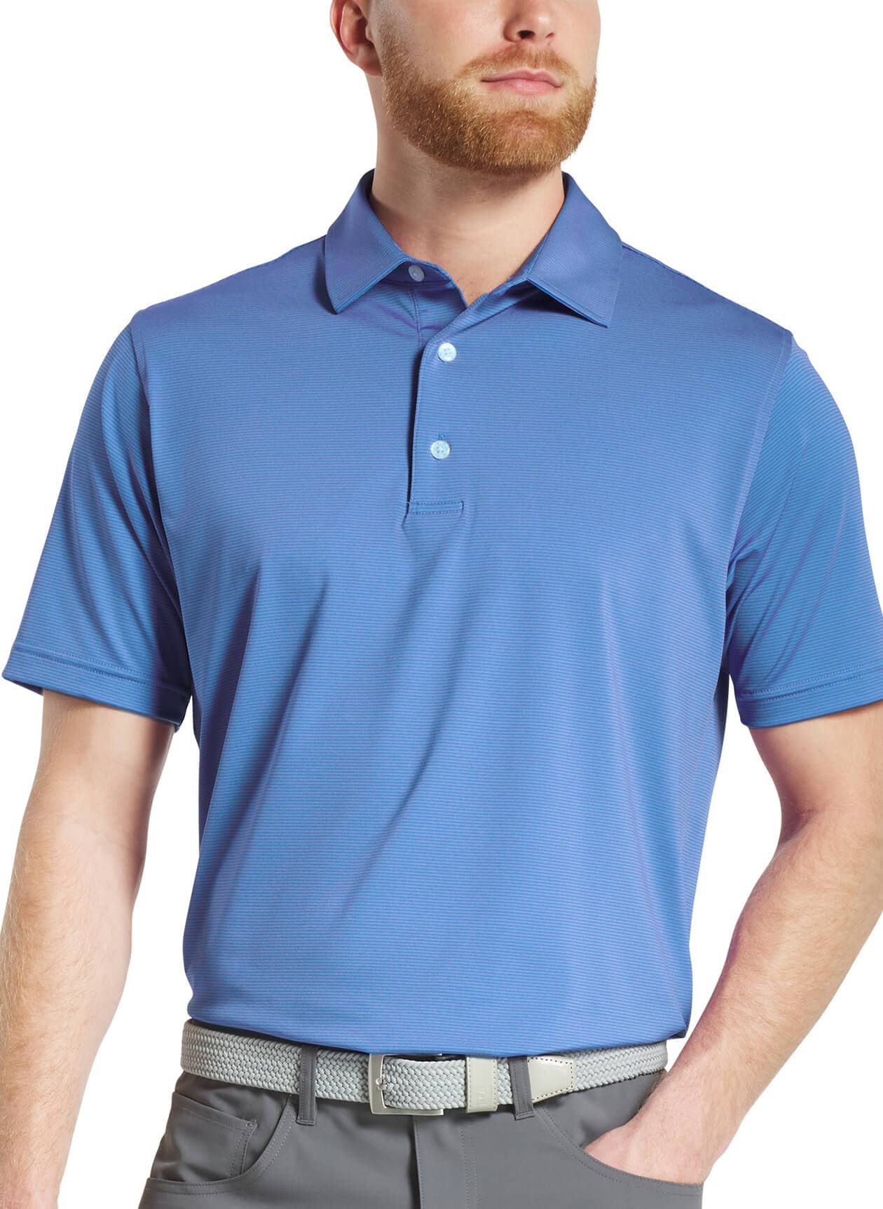 FootJoy Men's MicroFeeder Stripe Polo - Marina Tonal (35420) 3XL