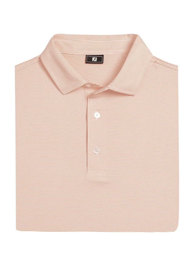 FootJoy Men's MicroFeeder Stripe Polo - Orange 3XL