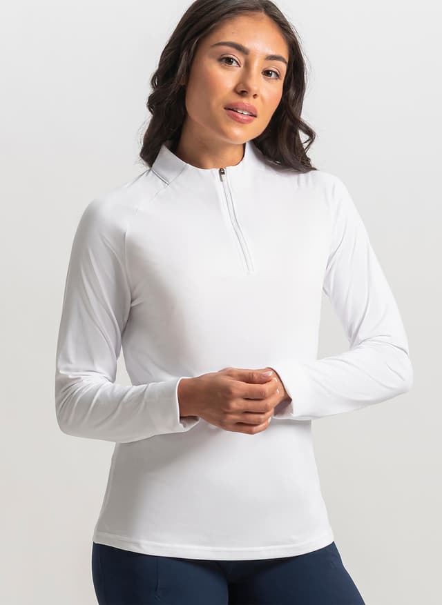 FootJoy Women's Space Dye Quarter-Zip Midlayer - White LG
