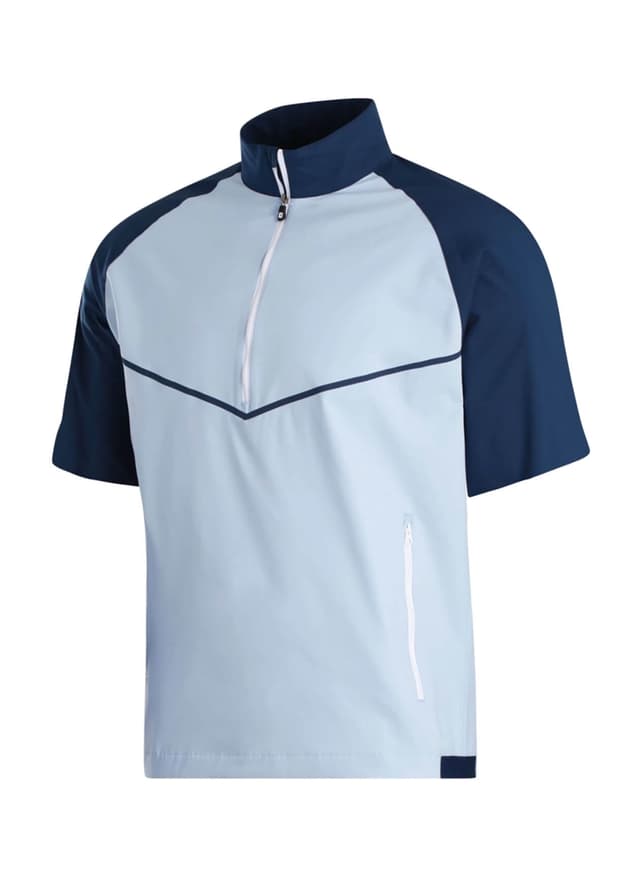 FootJoy Men's Zephyr Short Sleeve Windshirt - Navy / Light Blue (37732) 3XL