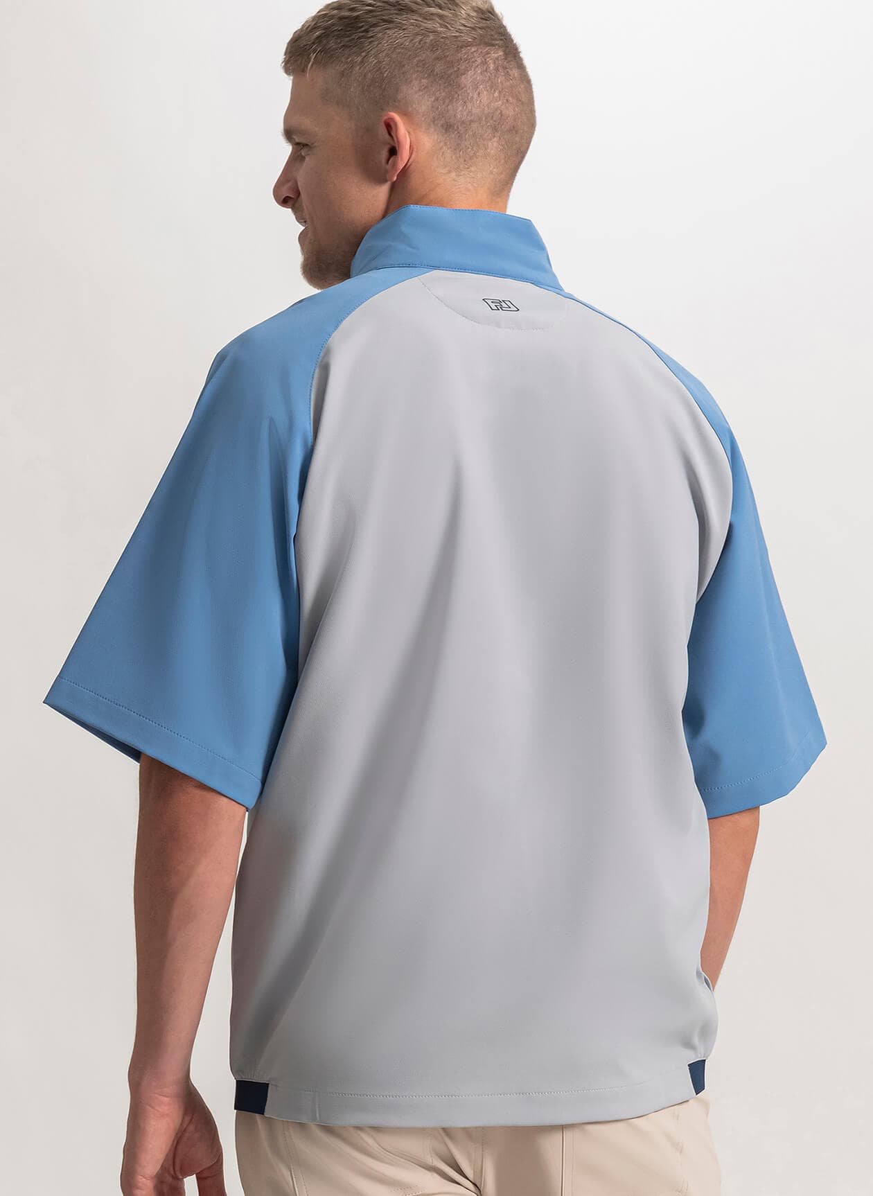 FootJoy Men's Zephyr Short Sleeve Windshirt - Cyan 3XL