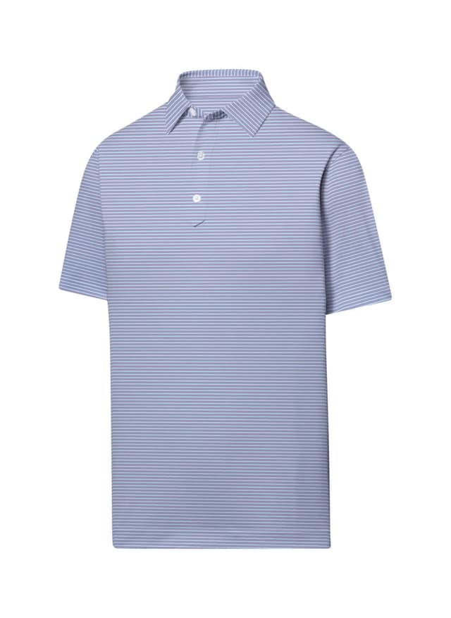 FootJoy Men's Smooth Stripe Polo - Light Blue / Pink / White 3XL