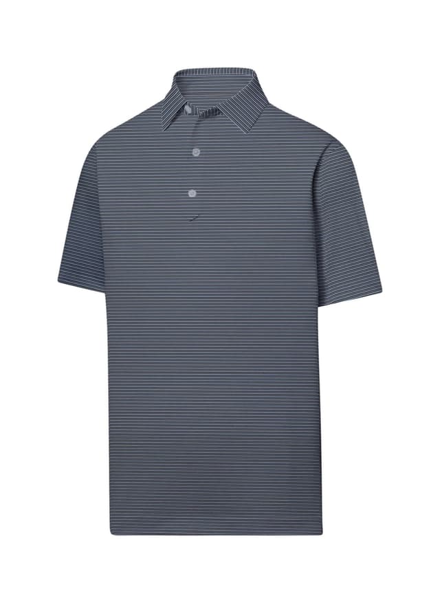 FootJoy Men's Smooth Stripe Polo - Black / Grey / Light Blue 3XL
