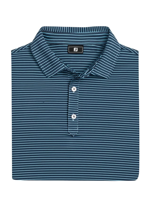 FootJoy Men's Smooth Stripe Polo - Navy / Navy Tonal / Light Blue 3XL