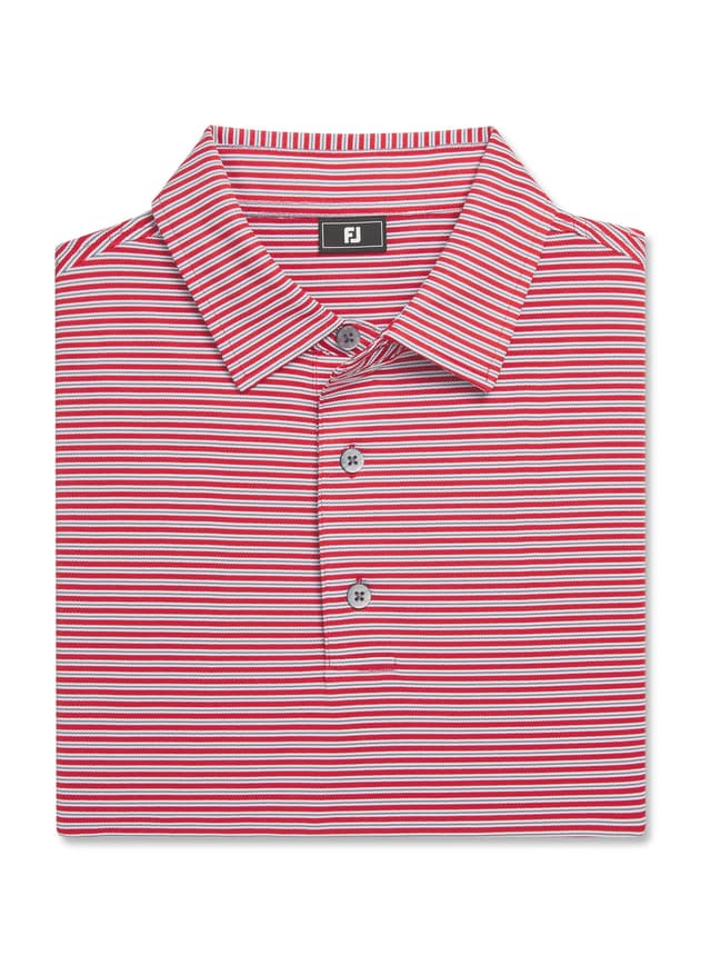 FootJoy Men's MultiStripe Stretch Pique Polo - Red 3XL