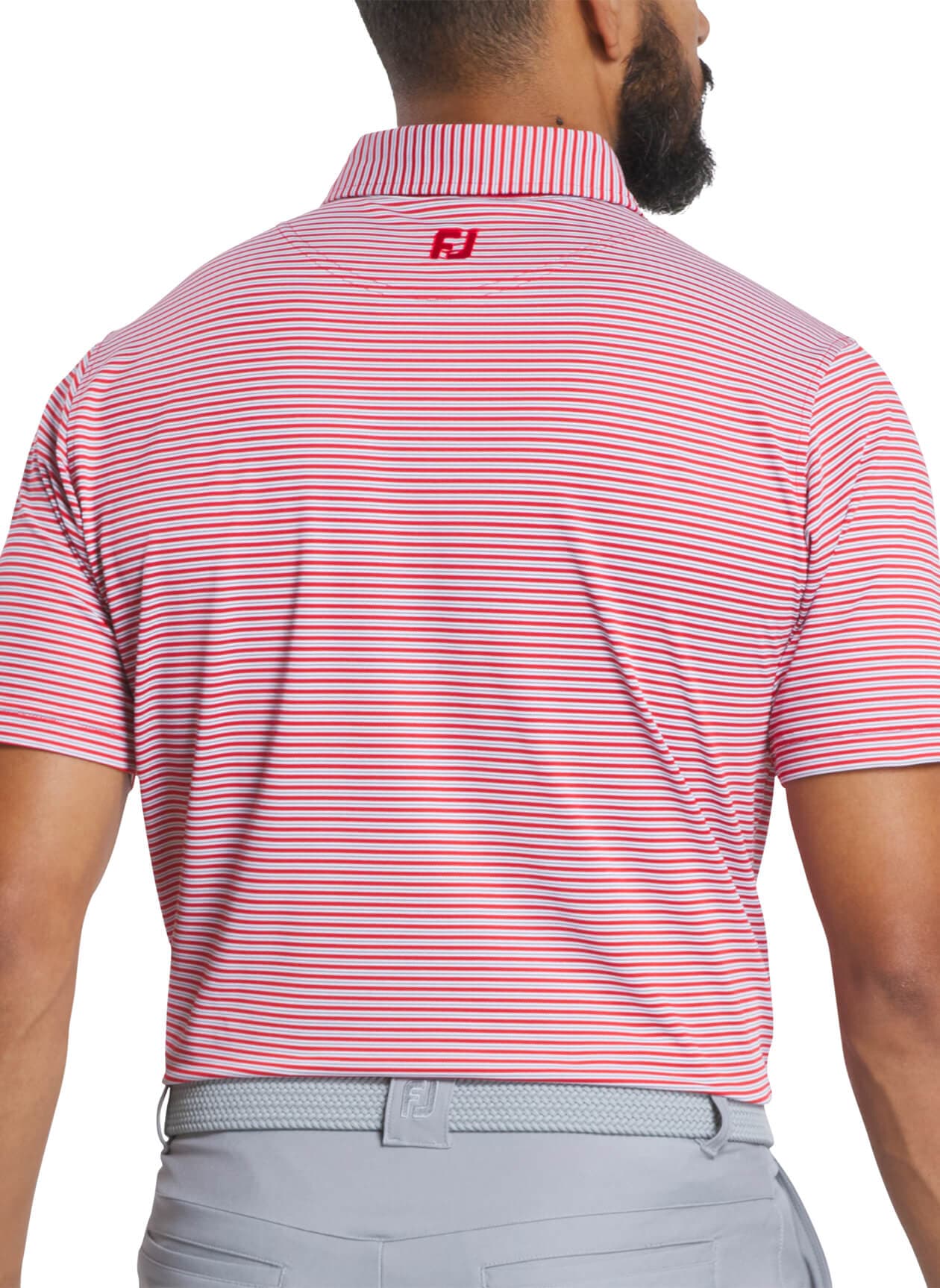 FootJoy Men's MultiStripe Stretch Pique Polo - Red 3XL
