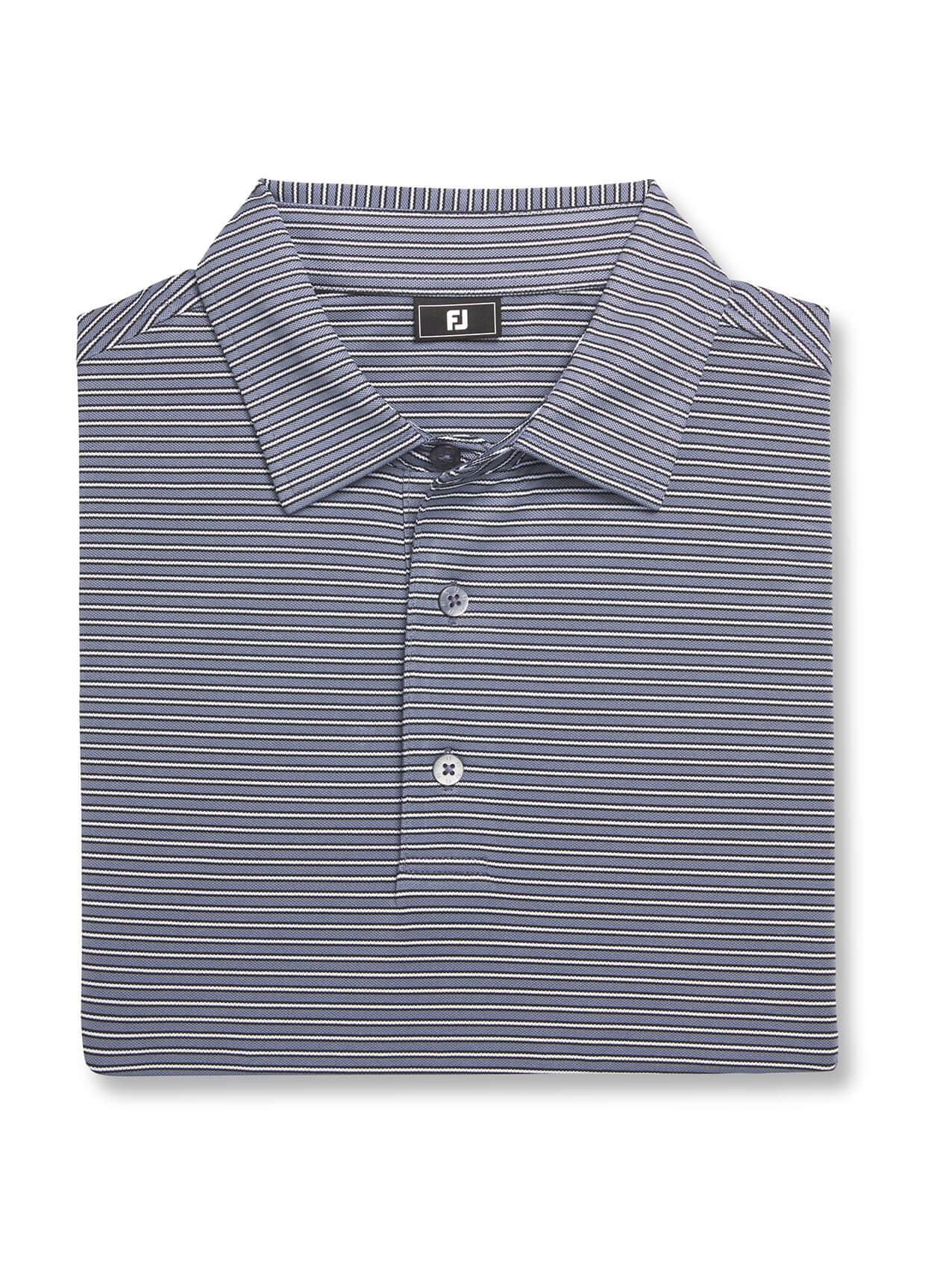 FootJoy Men's MultiStripe Stretch Pique Polo - Dark Grey 3XL