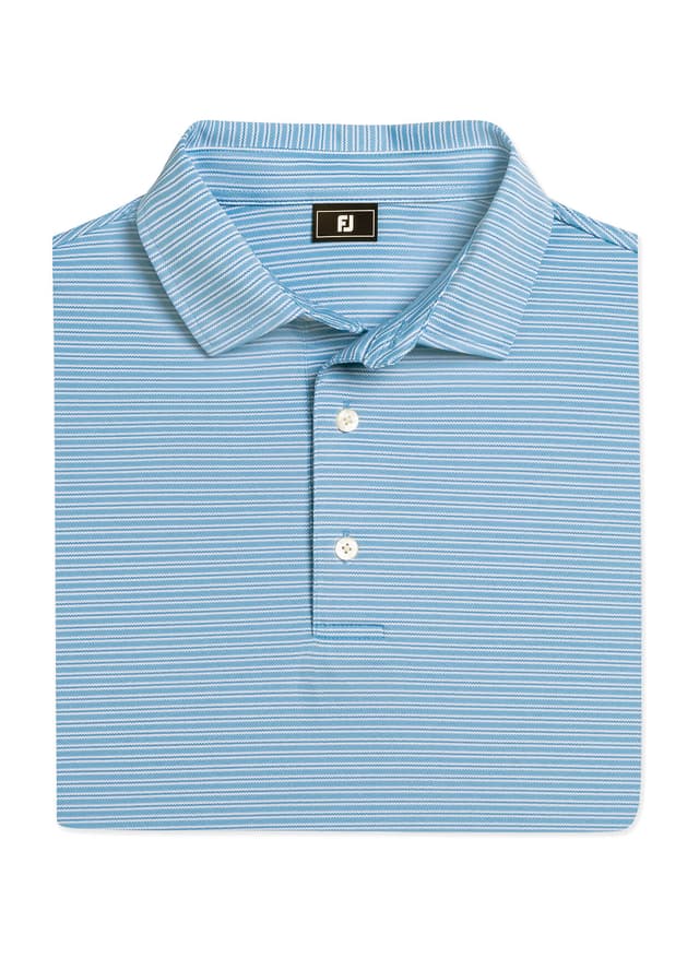 FootJoy Men's MultiStripe Stretch Pique Polo - Blue Reef / White / Deep Reef 3XL